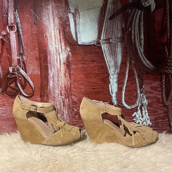 Free with purchase!!! Enzo Angiolini suede wedge fringe shoes - Picture 3 of 11